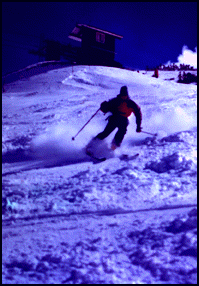 Barrelling down a run at Loveland.