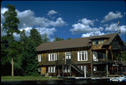 [A boathouse along Grand Lake.]