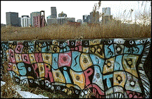 [Spray can art in Denver's Platte River Valley]